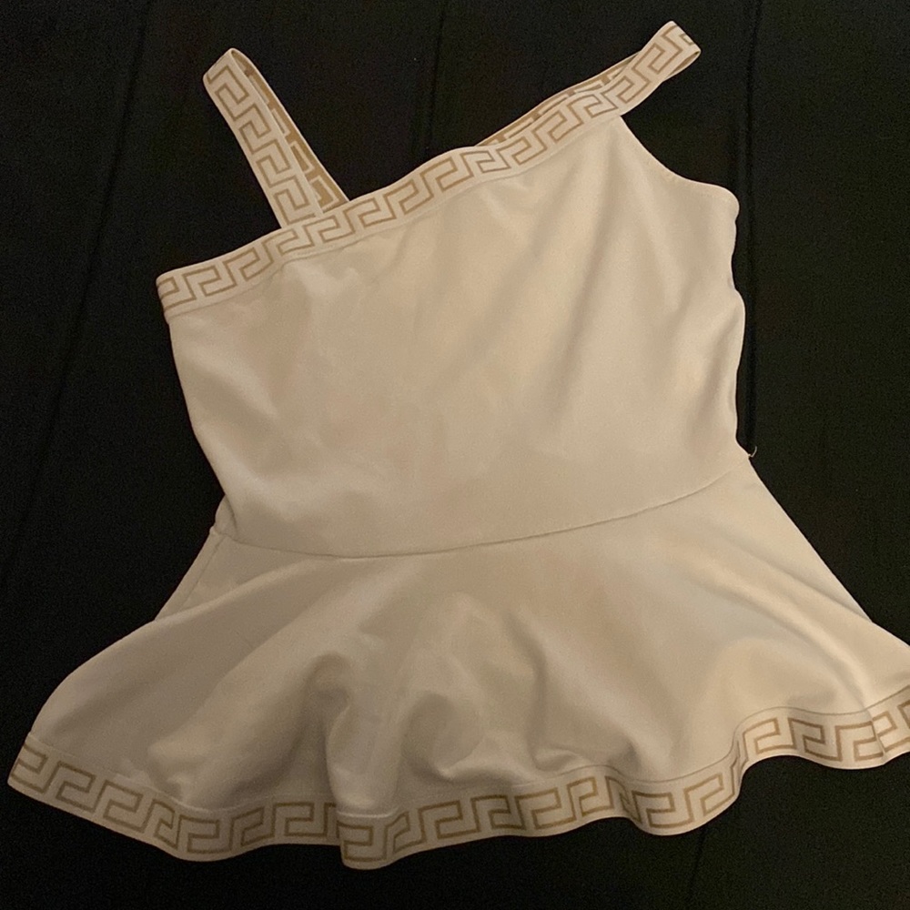 White blouse with gold design